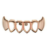 Four Open Face 14k Rose Gold Plated Lower Bottom Fangs Grill - FANATICS365