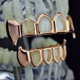 14k Rose Gold Plated Fang Grillz Four Open Face Teeth Set - FANATICS365