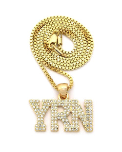 Iced Out Gold PT YRN CZ Pendant w/ 2mm 24