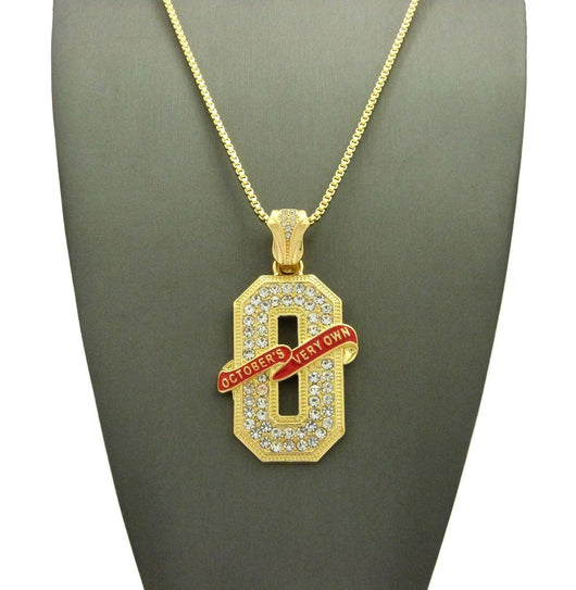 ICED OUT GOLD PT OVO 'O' PENDANT & 24