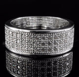 18K White Gold Iced Out BAND MICROPAVE Pinky Ring - FANATICS365
