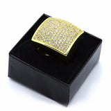 Huge 24MM Square Ring Gold Plated Micro Pave CZ Iced-Out - FANATICS365