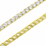 Silver or Gold Tone 1 Row 3MM Simulated Diamond Tennis Necklace 18"-24" - FANATICS365