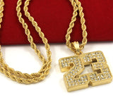 Iced Out #23 Basketball Pendant 24" Rope Chain Hip Hop Necklace - FANATICS365