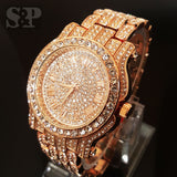 Iced out Rose Gold Techno Pave Bling Watch - FANATICS365