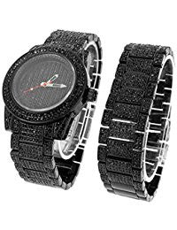 Iced Out Black Watch Bracelet Gift Set - FANATICS365