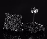18k Black Gold ICED OUT AAA Lab Diamond Micropave Square Stud Earrings 8M - FANATICS365