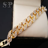 Iced Out Gold PT CZ WATCH & Cuban Bracelet & Earrings Combo Gift Set - FANATICS365