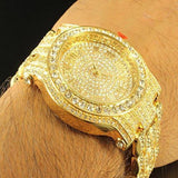 Iced Out Gold Tone Techno Pave Simulated Diamond Watch - FANATICS365