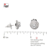 Iced Out Silver 3 Layer Round Micro Pave Screw Back Stud Earrings - FANATICS365