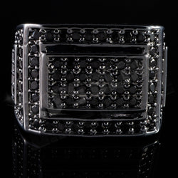 18K Black Gold Iced Out Championship Band MICROPAVE CZ Pinky Ring - FANATICS365