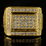 18K Gold Iced Out Hip Hop Championship Bling MICROPAVE Cubic Zirconia Pinky Ring - FANATICS365